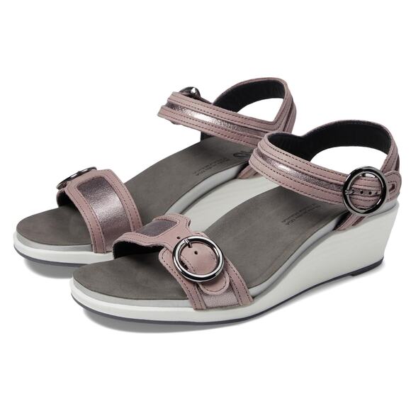 SAS Womens Seight Wedge Sandal US 9WW EU 39-40 Purple Silver Leather NIB